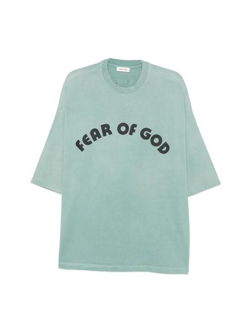 Fear Of God Blue Logo-Print Short-Sleeve T-Shirt for men