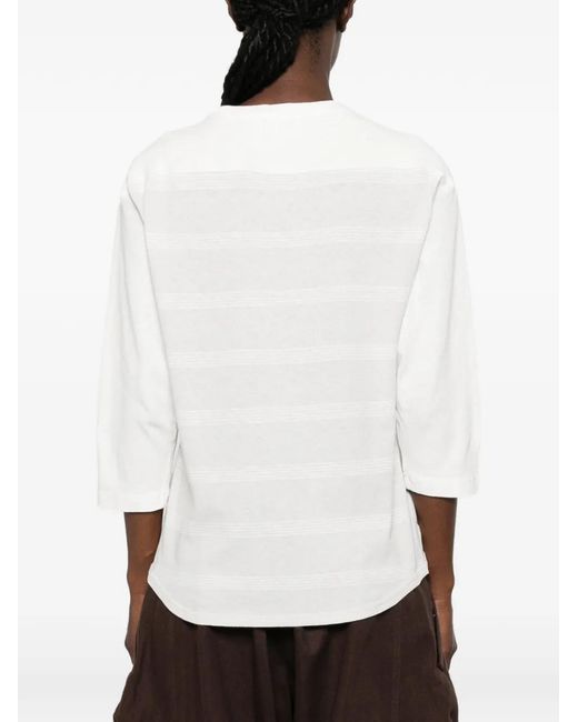 KENZO White Striped Three-Quarter-Sleeve Top