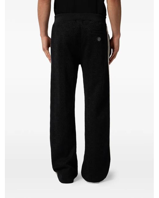 Philipp Plein Black Monogram Track Pants for men