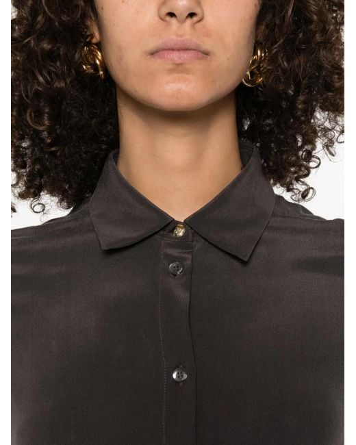 Pinko Black Silk Shirt With Classic Button-Down Front