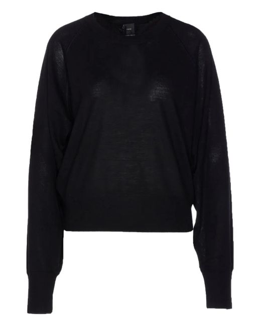 Pinko Black Relaxed-Fit Wool Sweater With Seam Detail