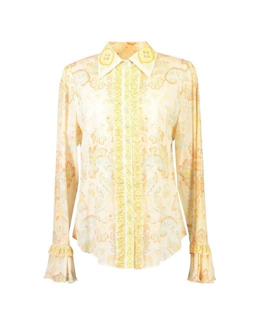 Kate Ford Metallic Frill Fiordaliso Blouse