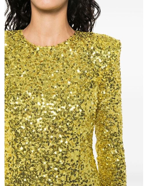 Elisabetta Franchi Yellow Sequined Mermaid Gown
