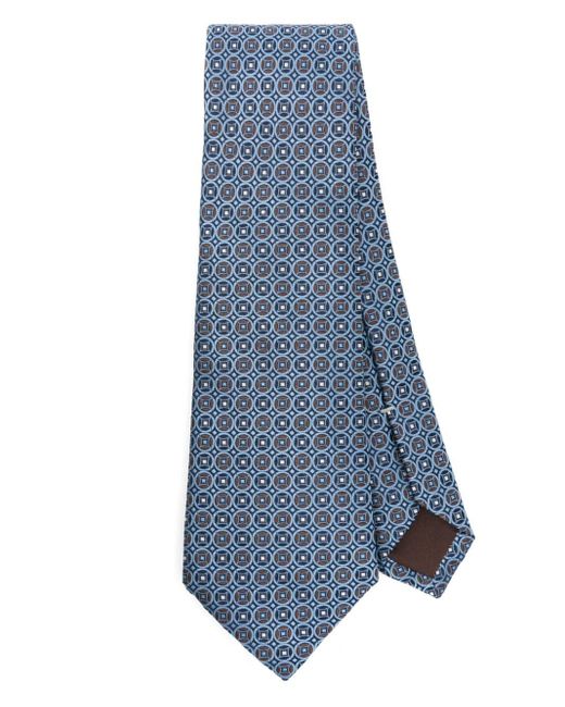Canali Blue Patterned-jacquard Silk Tie for men