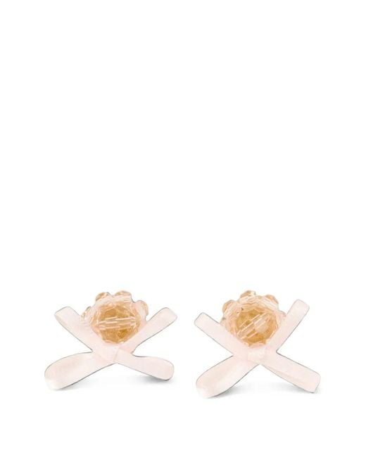 Simone Rocha White Petite Bow Daisy Earrings