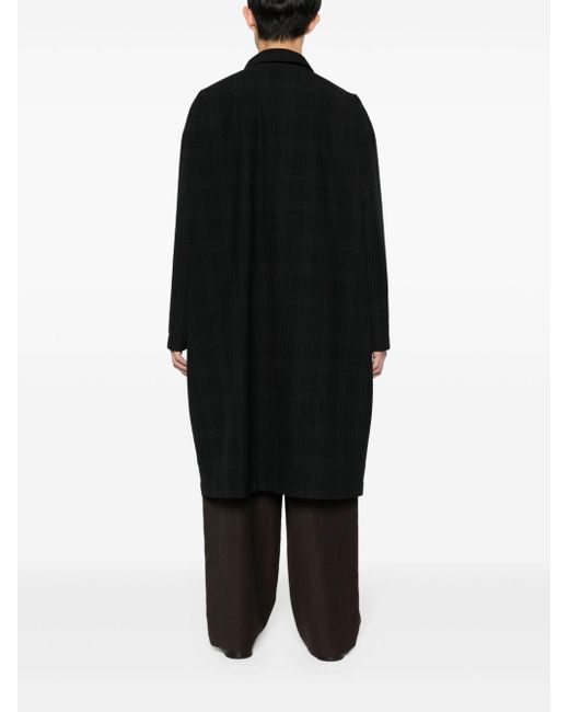 Lemaire Black Checked Wool Coat for men