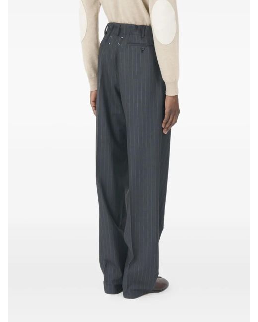 Maison Margiela Gray Pinstripe Pleated Trousers for men