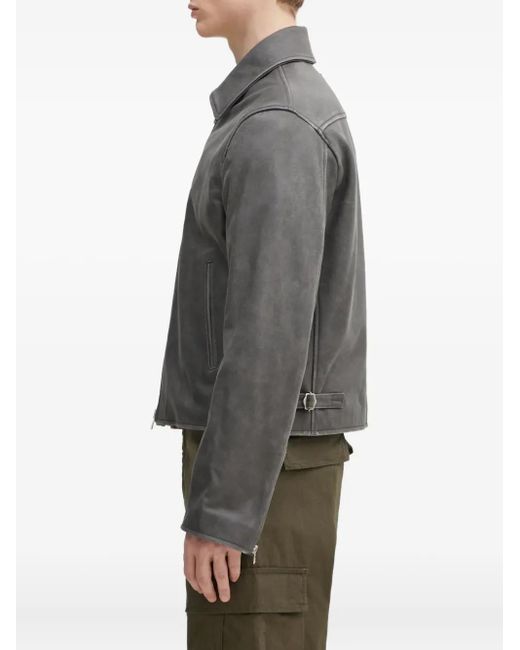 KENZO Gray Leather Jacket for men