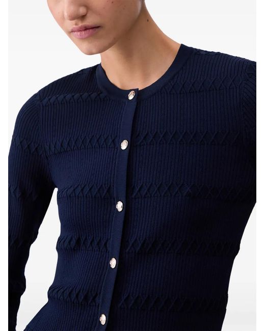 Liu Jo Blue Round-Neck Button-Down Cardigan