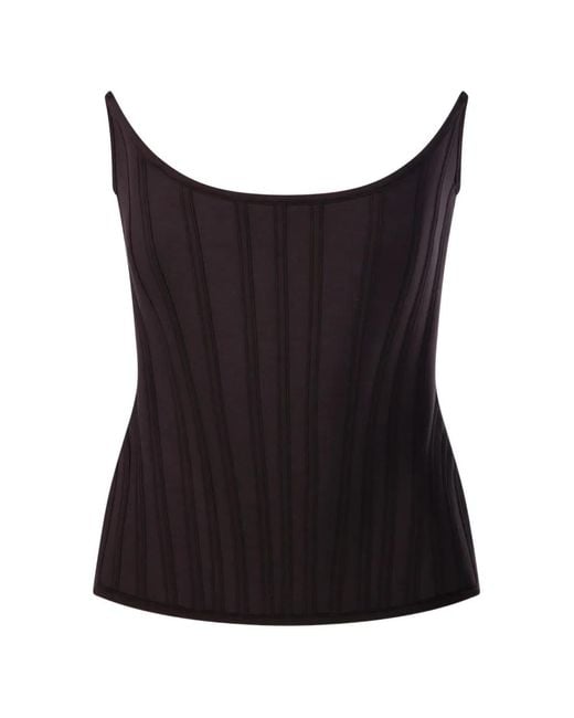GIUSEPPE DI MORABITO Black Ribbed Corset Top