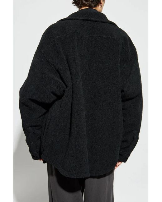 Balenciaga Blue Brushed-Finish Fleece Shirt for men