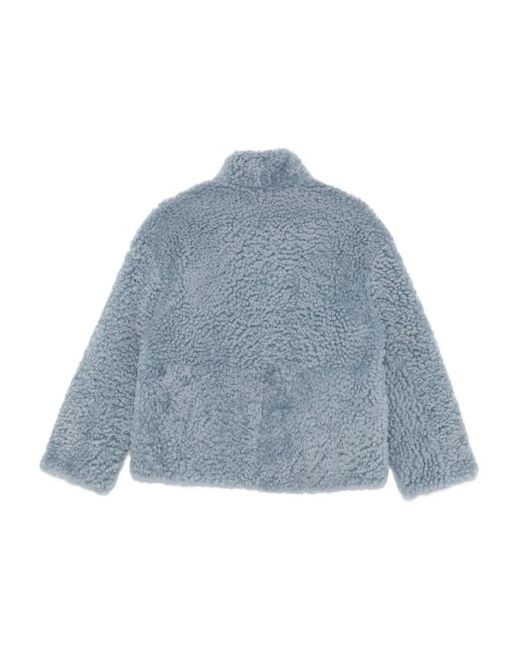 Simonetta Ravizza Blue Zip-Front Shearling Jacket