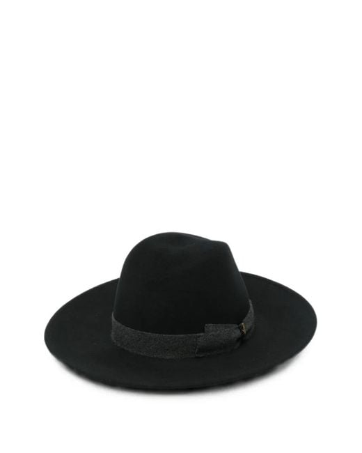 Borsalino Black Deva Wide-Brim Wool Hat