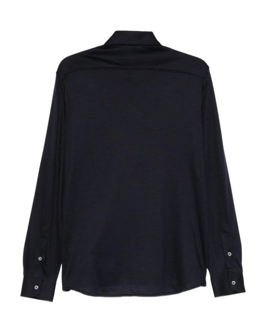 Dell'Oglio Blue Chemise À Boutonnière Sur Le Devant for men