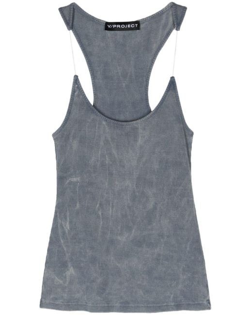 Y. Project Blue Cotton Tank Top With Invisible Straps