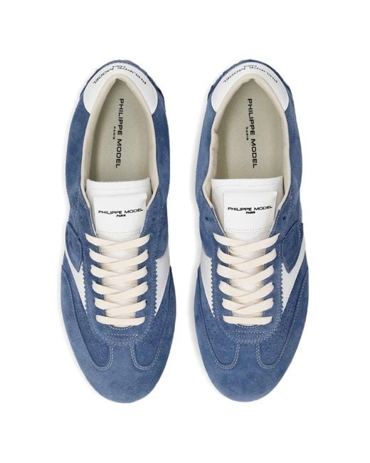 Philippe Model Blue Planche Suede Lace-Up Sneakers for men