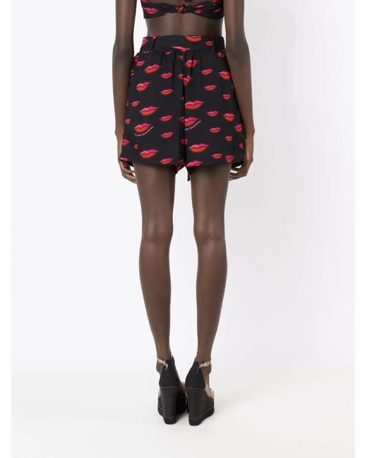 Amir Slama Red Lip-Print Shorts