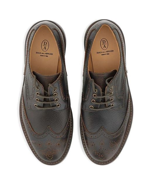 Duca Degli Abruzzi Brown James Leather Derby Shoes for men