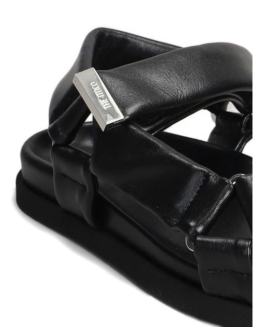 The Attico Black Salinas Leather Flat Sandals