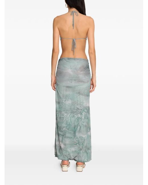 Amir Slama Blue X Jade Picon Cut-Out Printed Maxi Dress