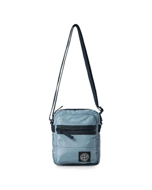 Stone Island Blue Logo-Patch Cross Body Bag for men