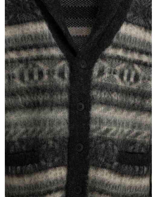 Beams Plus Black V-Neck Cardigan for men