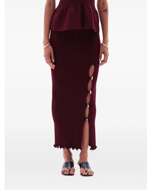 Yuzefi Red Iralyn Split Skirt