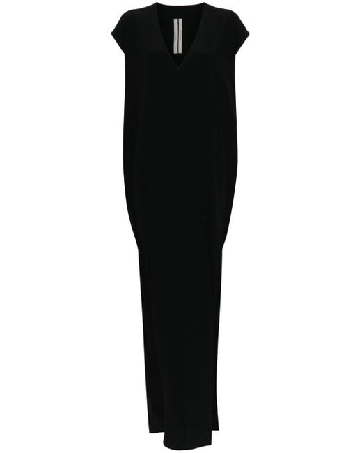 Rick Owens Crêpe Maxi-jurk Met V-hals in het Black