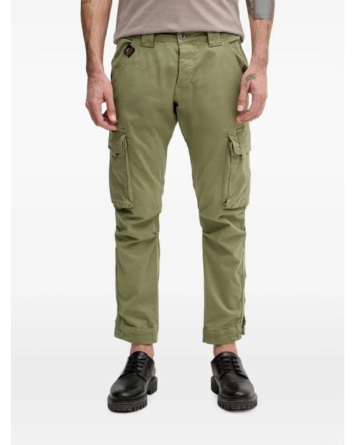 Alpha Industries Green Task Force Zipped-Cuff Trousers for men
