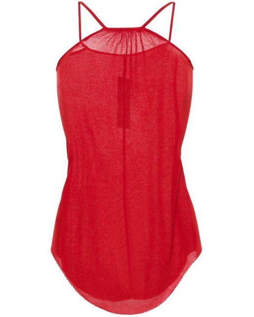Rick Owens Red Fine-ribbed Tank Top