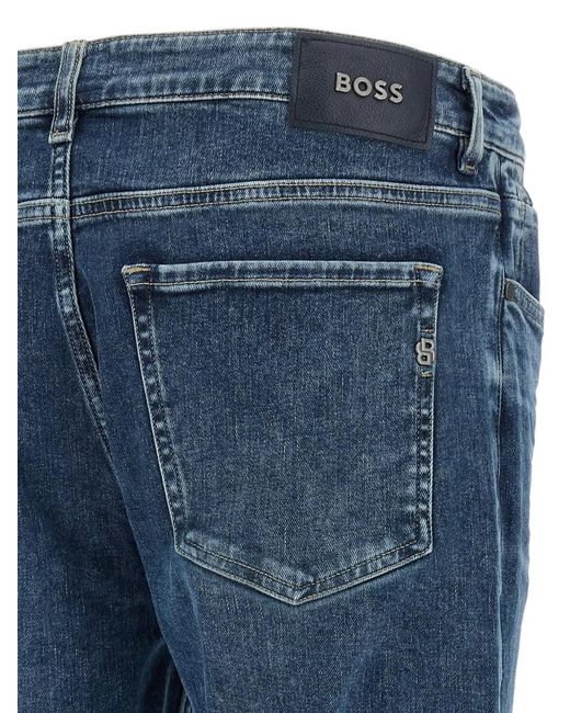 Boss Blue Cotton Denim Trousers for men