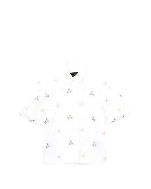 Simone Rocha White Chemise Brodée À Manches Bouffantes