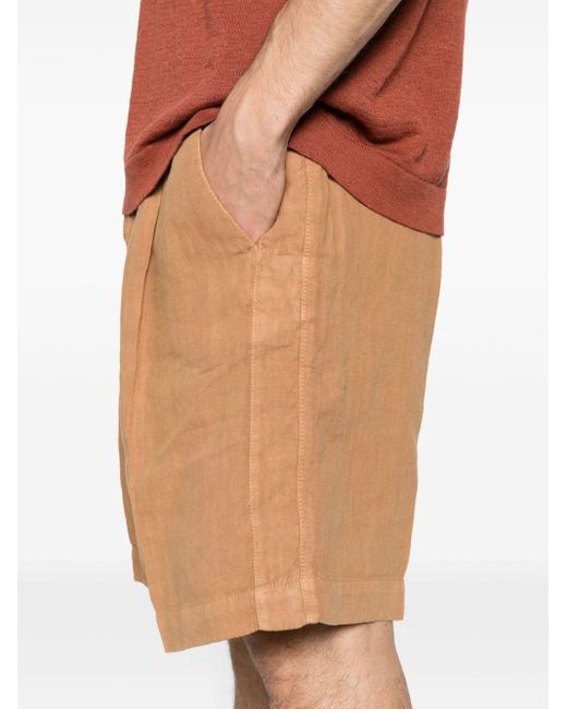 Costumein Natural Pleat-detail Linen Shorts for men