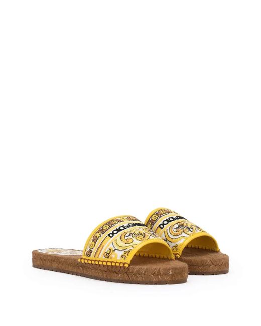サンダル・ミュール DOLCE&GABBANA DG LOGO SLIDES WITH MAIOLICA EMBROIDERY DOLCE & GABBANA Maiolica-Embroidered Slide Sandals – Elegant