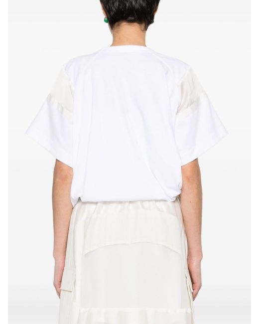 Sacai White Panelled Cotton T-shirt