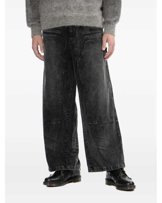 FIVE CM Black Logo-Patch Trousers for men
