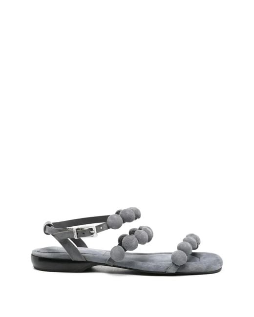 Ash White Bead-Embellished Suede Sandals