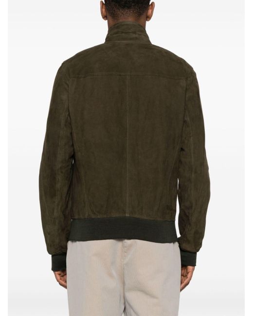 Boglioli Green Zip-up Leather Jacket for men