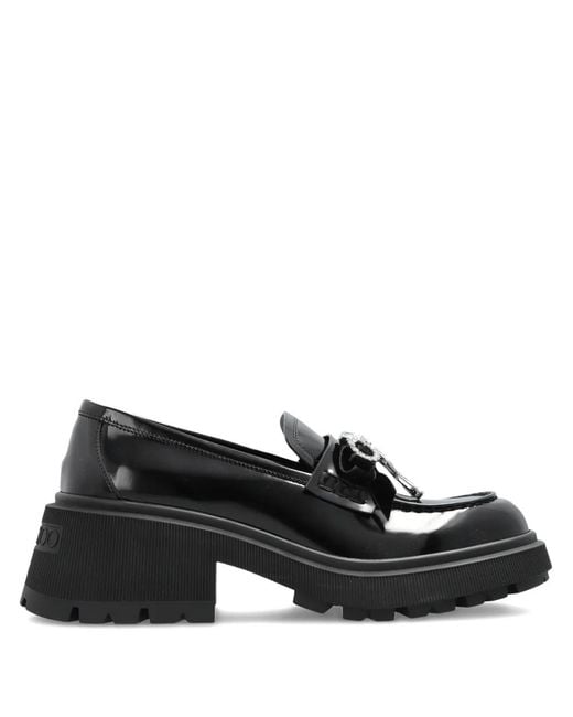 Jimmy Choo Black 40Mm Azizi Bow-Detailed Loafers