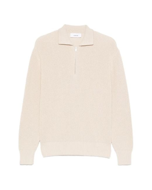 Lardini White Half-Zip Polo Sweater for men