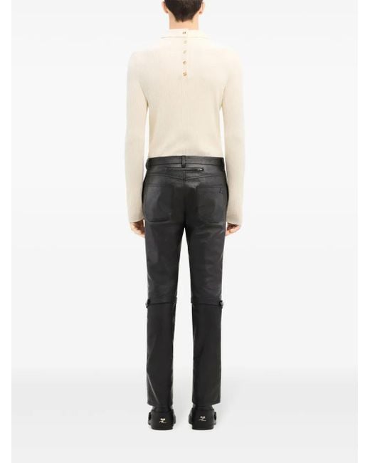 Courreges White Ribbed-Knit Off-Shoulder Sweater