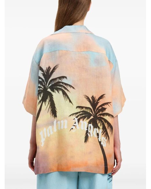 Palm Angels Pink Sunrise Bowling Shirt