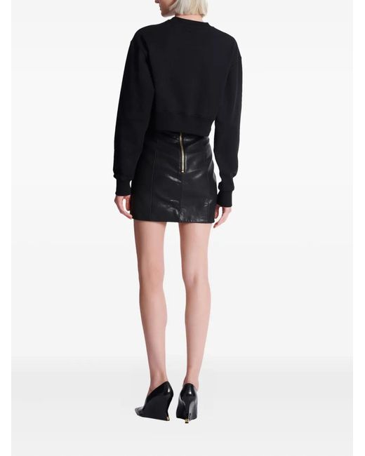 Balmain Black Logo Cropped Sweatshirt