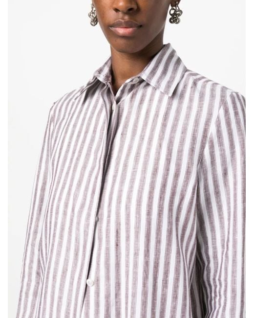 Kiton White Hemd Mit Längsstreifen