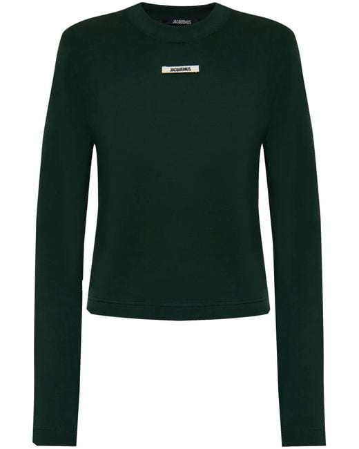 Jacquemus T-Shirt Met Logo En Lange Mouwen in het Green
