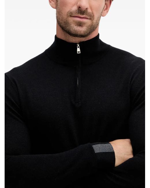 Mos Mosh Black Mmgadam Half-Zip Sweater for men