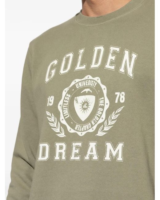 Golden Goose Deluxe Brand Green Logo-Print Distressed-Effect Sweatshirt for men