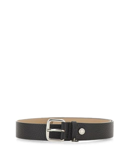 Gianni Chiarini White Logo-Charm Grained Calf Leather Belt