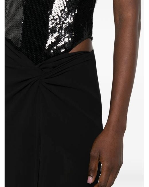 Patrizia Pepe Black Sequin-Bustier Maxi Dress