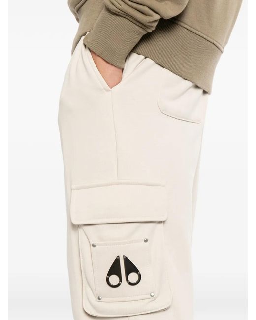 Moose Knuckles White Cargo Drawstring Trousers for men
